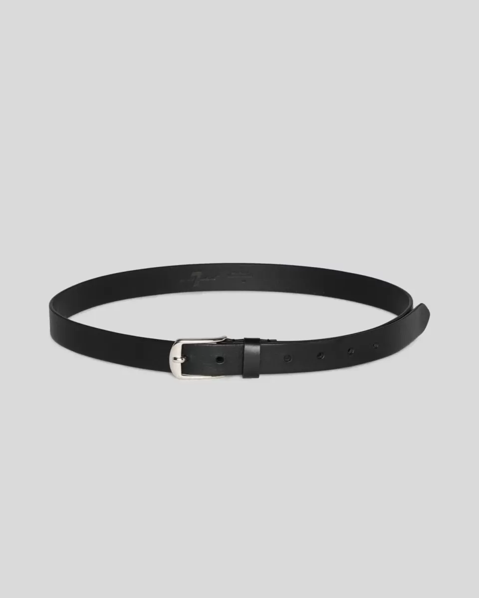 Women 7 For All Mankind Skinny Leather Belt in Black