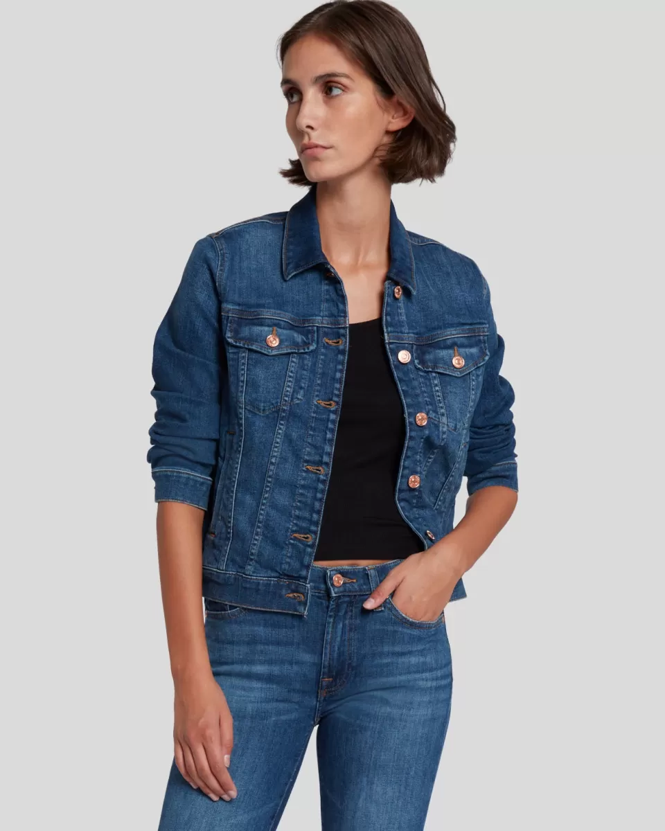 Women 7 For All Mankind Slim Illusion Modern Trucker Jacket In