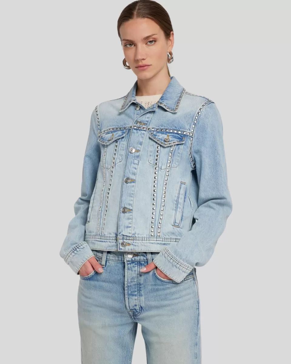 Women 7 For All Mankind Studded Trucker Jacket in