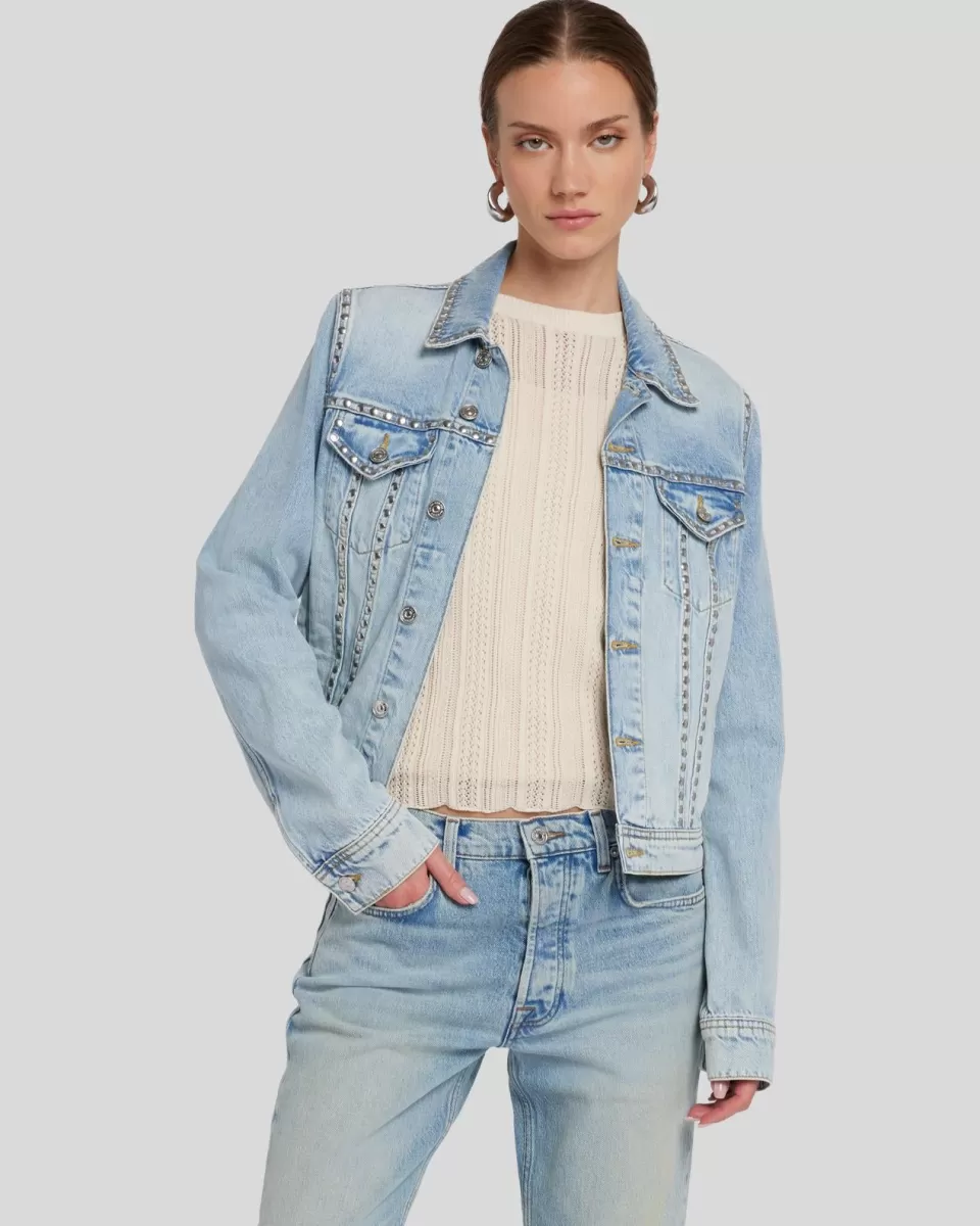 Women 7 For All Mankind Studded Trucker Jacket in