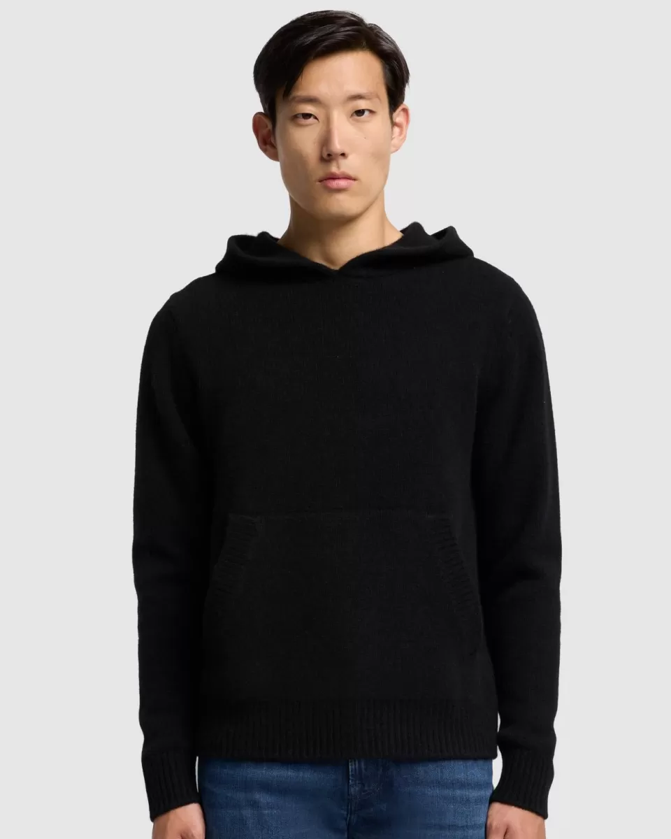 7 For All Mankind Thick Cashmere Hoodie in Black