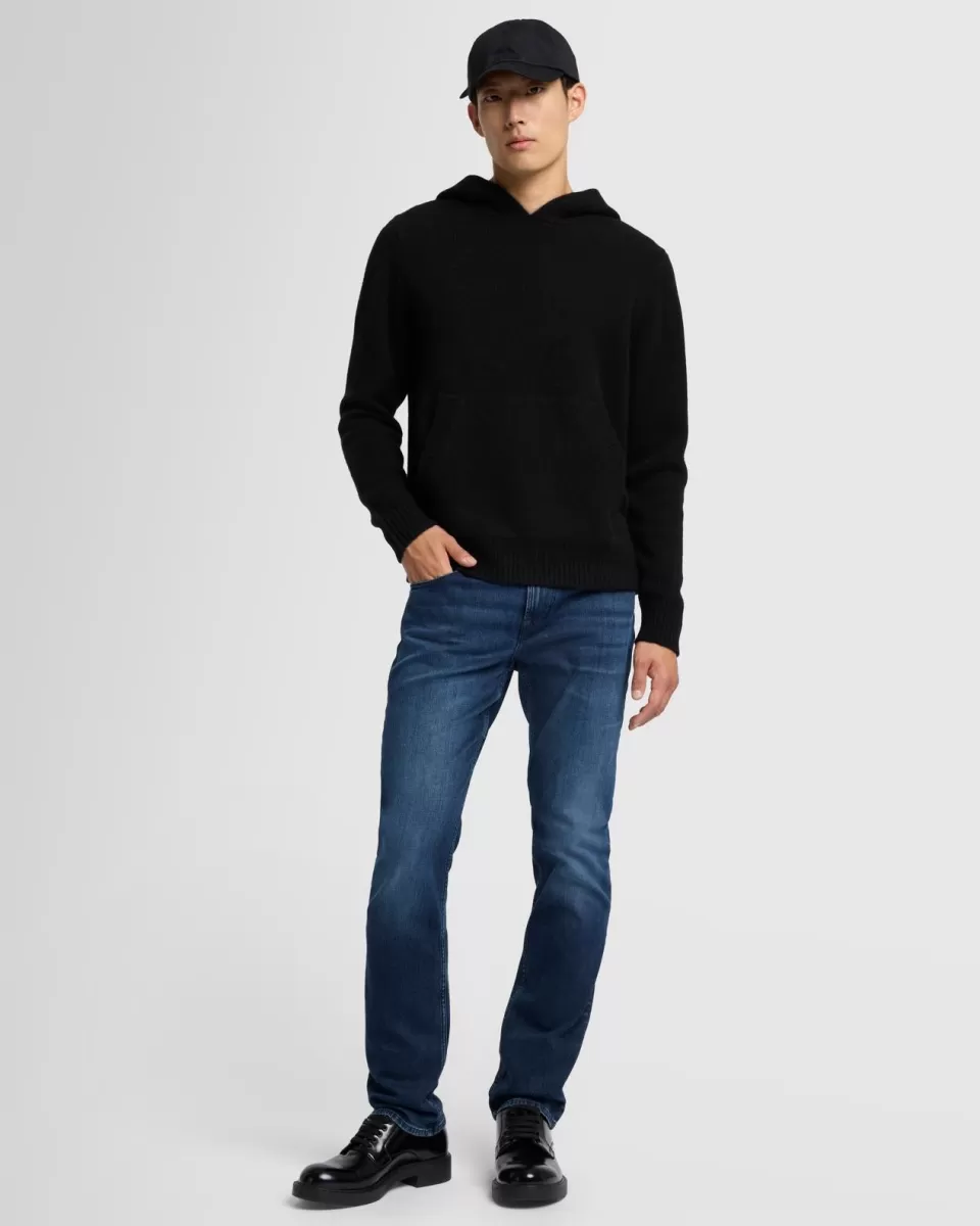 7 For All Mankind Thick Cashmere Hoodie in Black