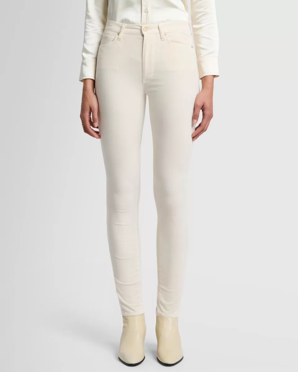 Women 7 For All Mankind Velvet High Waist Skinny in Eggshell