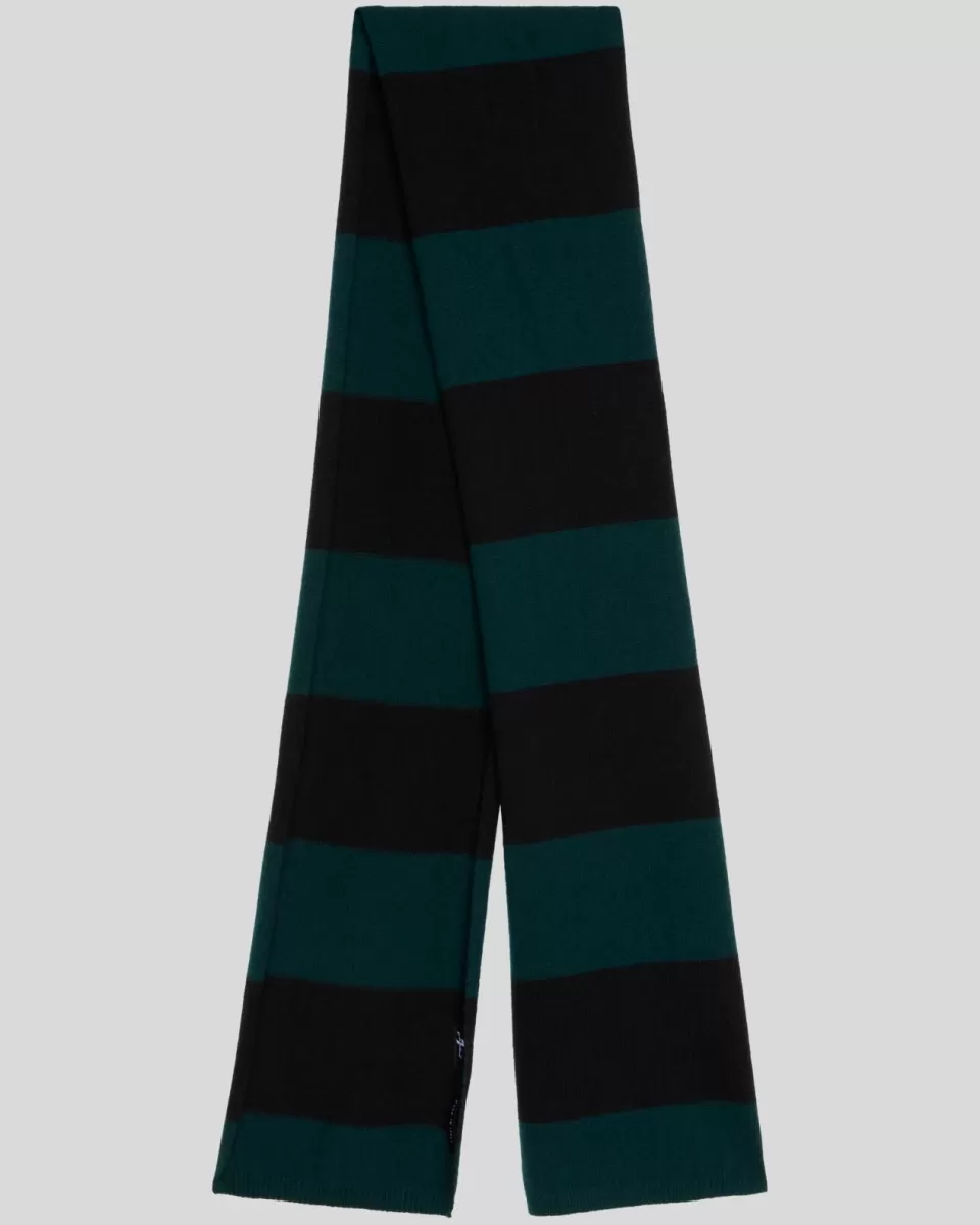 7 For All Mankind Wool Striped Scarf in Hunter Green