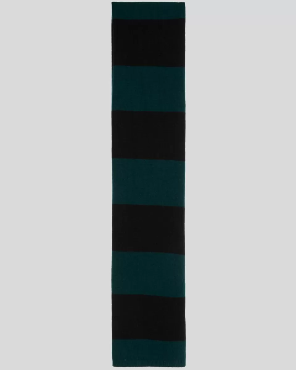 7 For All Mankind Wool Striped Scarf in Hunter Green